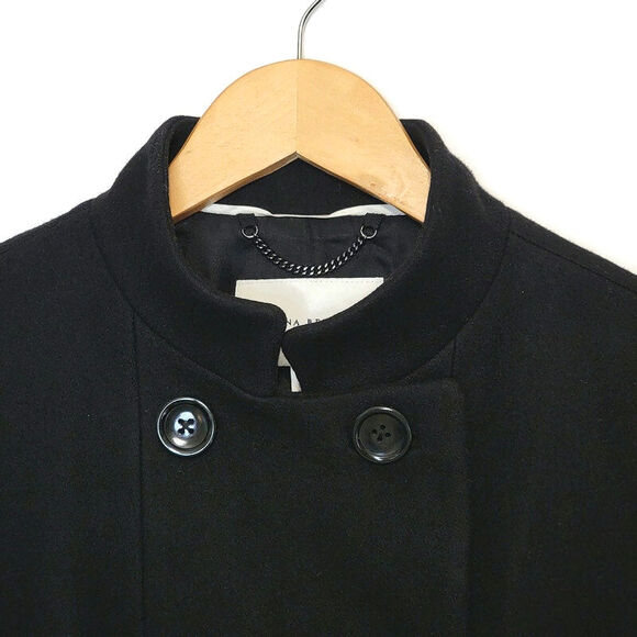 Banana Republic Wool Black Coat Double Breasted Princess Cut Mid Length Size PL - Picture 8 of 16